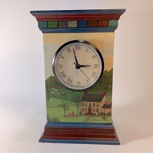 Valerie Pillow Americana Folk Art HALLMARK Wood Clock